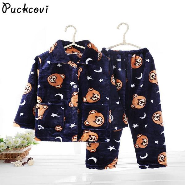 Pijama infantil inverno Kids Pijama set Coral fleece Baby boy girl printing Pajamas Children flannel sleepwear Infant pajamas