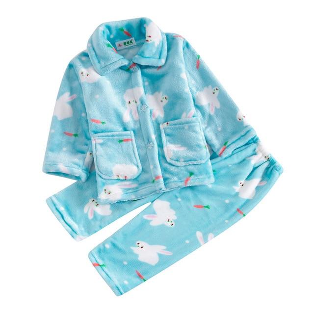 Pijama infantil inverno Kids Pijama set Coral fleece Baby boy girl printing Pajamas Children flannel sleepwear Infant pajamas