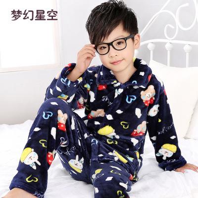 Pijama infantil inverno Kids Pijama set Coral fleece Baby boy girl printing Pajamas Children flannel sleepwear Infant pajamas