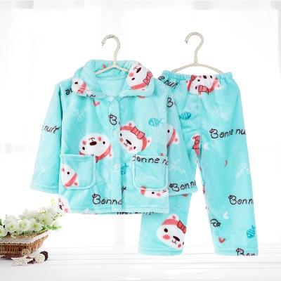 Pijama infantil inverno Kids Pijama set Coral fleece Baby boy girl printing Pajamas Children flannel sleepwear Infant pajamas