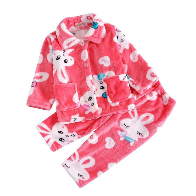 Pijama infantil inverno Kids Pijama set Coral fleece Baby boy girl printing Pajamas Children flannel sleepwear Infant pajamas