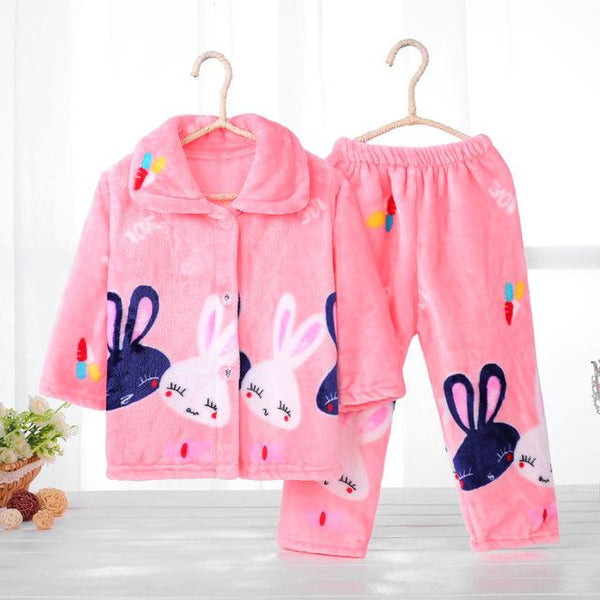 Pijama infantil inverno Kids Pijama set Coral fleece Baby boy girl printing Pajamas Children flannel sleepwear Infant pajamas