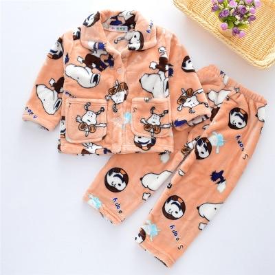 Pijama infantil inverno Kids Pijama set Coral fleece Baby boy girl printing Pajamas Children flannel sleepwear Infant pajamas