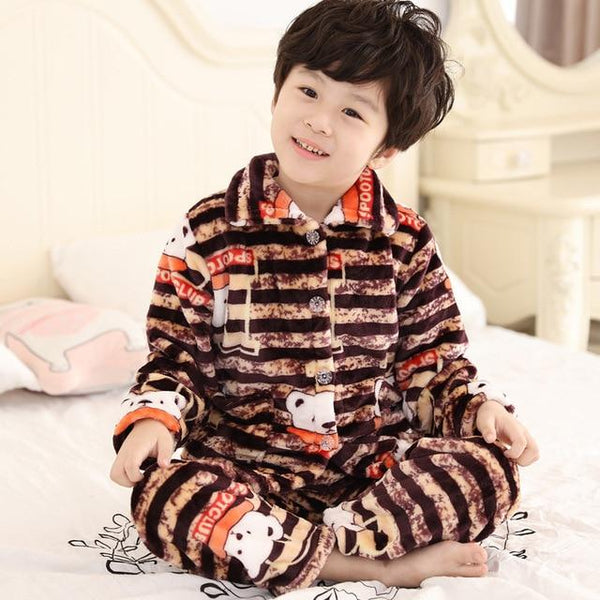 Pijama infantil inverno Kids Pijama set Coral fleece Baby boy girl printing Pajamas Children flannel sleepwear Infant pajamas