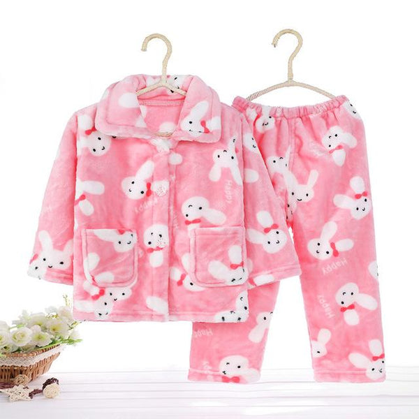 Pijama infantil inverno Kids Pijama set Coral fleece Baby boy girl printing Pajamas Children flannel sleepwear Infant pajamas