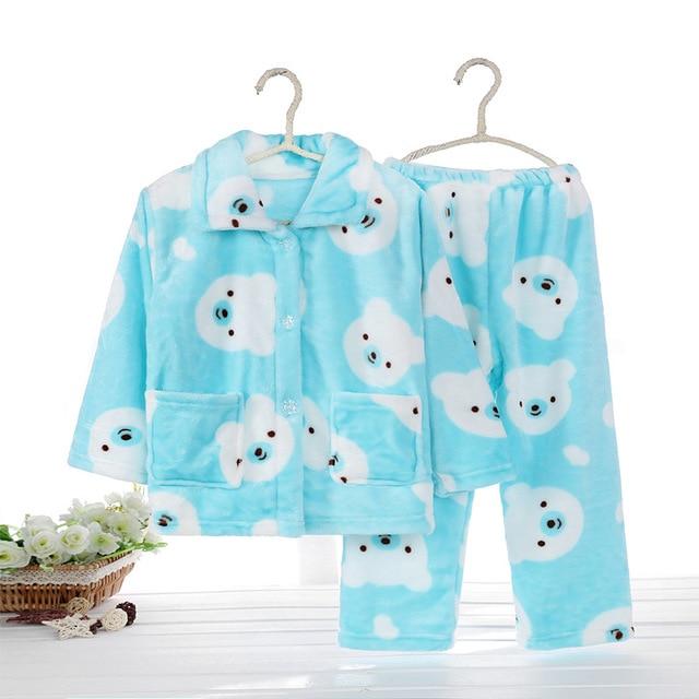 Pijama infantil inverno Kids Pijama set Coral fleece Baby boy girl printing Pajamas Children flannel sleepwear Infant pajamas