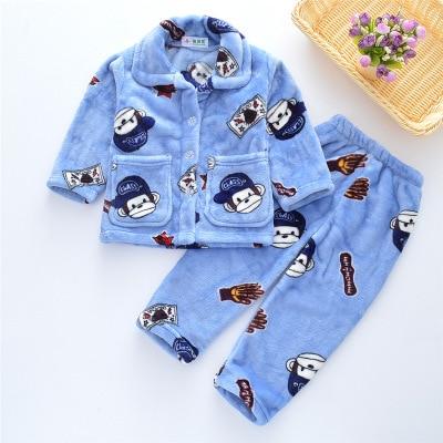 Pijama infantil inverno Kids Pijama set Coral fleece Baby boy girl printing Pajamas Children flannel sleepwear Infant pajamas