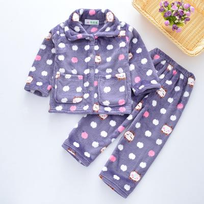 Pijama infantil inverno Kids Pijama set Coral fleece Baby boy girl printing Pajamas Children flannel sleepwear Infant pajamas