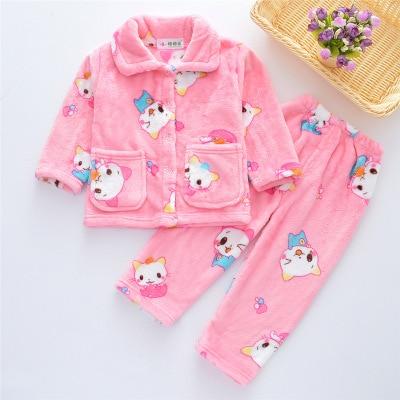 Pijama infantil inverno Kids Pijama set Coral fleece Baby boy girl printing Pajamas Children flannel sleepwear Infant pajamas