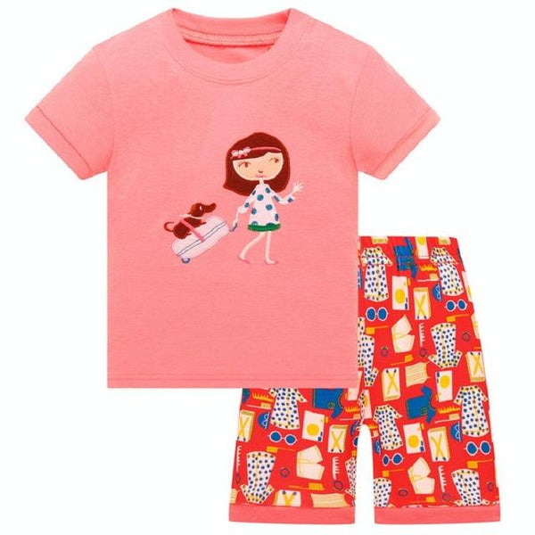 Baby kids Pajamas Set summer children Short Sleeve cotton sleepwear Girl Cartoon pyjamas girls cute home clothing girl nightwear