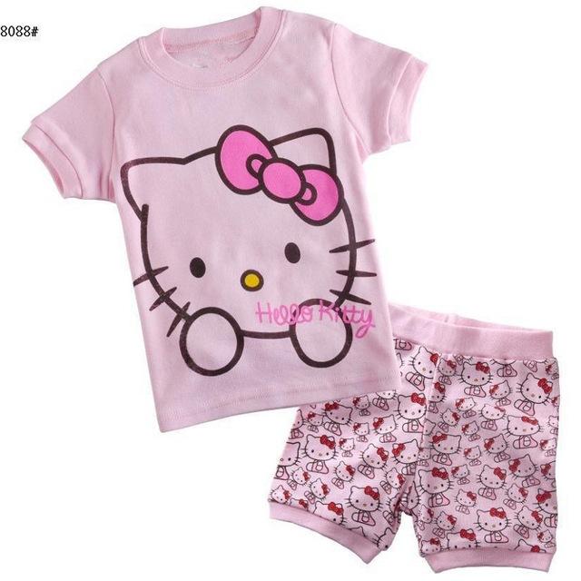 Baby kids Pajamas Set summer children Short Sleeve cotton sleepwear Girl Cartoon pyjamas girls cute home clothing girl nightwear