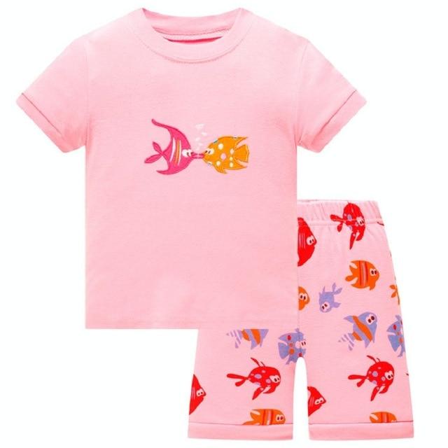 Baby kids Pajamas Set summer children Short Sleeve cotton sleepwear Girl Cartoon pyjamas girls cute home clothing girl nightwear