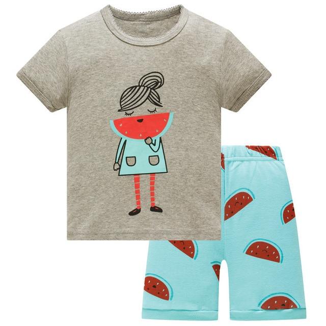 Baby kids Pajamas Set summer children Short Sleeve cotton sleepwear Girl Cartoon pyjamas girls cute home clothing girl nightwear