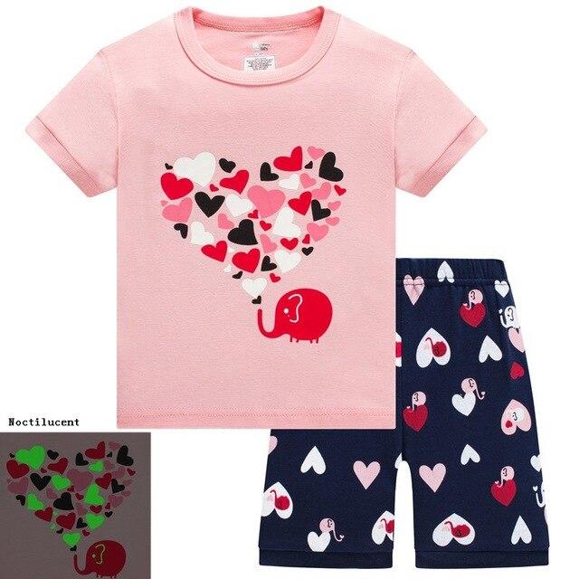 Baby kids Pajamas Set summer children Short Sleeve cotton sleepwear Girl Cartoon pyjamas girls cute home clothing girl nightwear