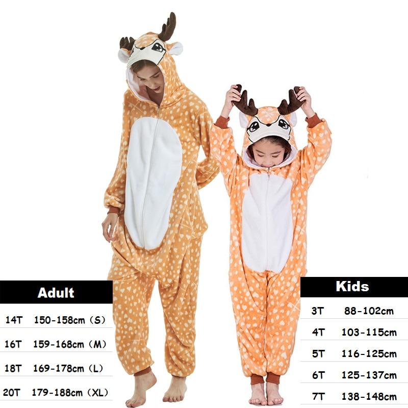Winter Kigurumi Unicorn Pajamas Set Boys Girls Cartoon Animal Deer Sleepwear Onesie Kids Pyjamas Children Pajamas Baby Costumes