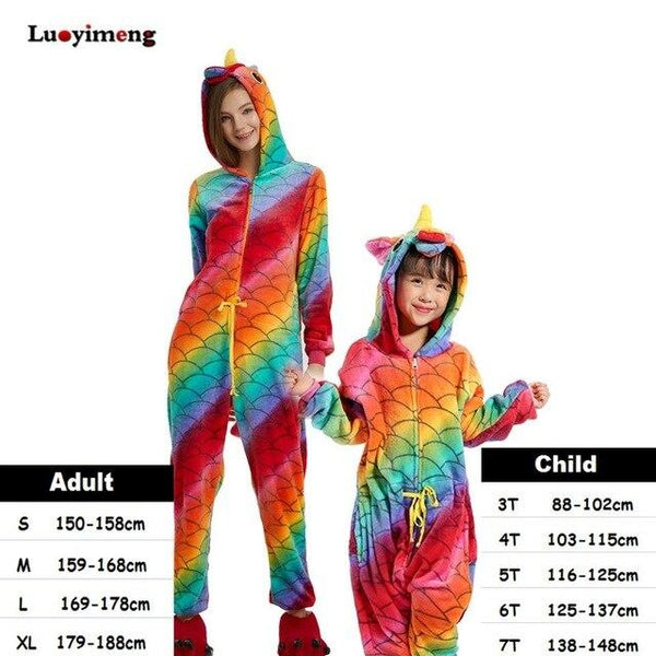 Winter Kigurumi Unicorn Pajamas Set Boys Girls Cartoon Animal Deer Sleepwear Onesie Kids Pyjamas Children Pajamas Baby Costumes