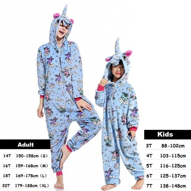 Winter Kigurumi Unicorn Pajamas Set Boys Girls Cartoon Animal Deer Sleepwear Onesie Kids Pyjamas Children Pajamas Baby Costumes