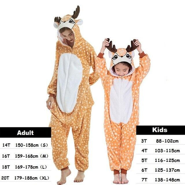 Winter Kigurumi Unicorn Pajamas Set Boys Girls Cartoon Animal Deer Sleepwear Onesie Kids Pyjamas Children Pajamas Baby Costumes