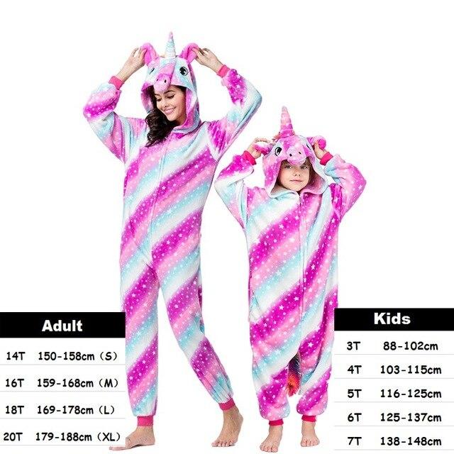 Winter Kigurumi Unicorn Pajamas Set Boys Girls Cartoon Animal Deer Sleepwear Onesie Kids Pyjamas Children Pajamas Baby Costumes