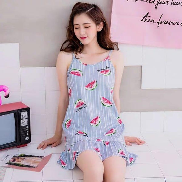 korean Summer new Temperament Sexy Nightdress sleepwear Women Lovely Pijamas Girl Summer nighty DressTemptation M-2XL Nightshirt