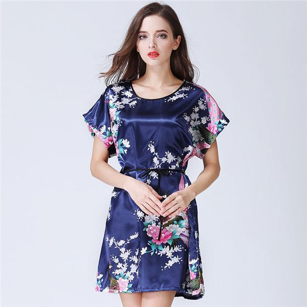 Navy Blue Female Sexy Intimate Lingerie Nightgown Women Long Satin Spaghetti Strap Nighties Faux Silk Nightdress Home Wear