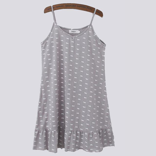 TERMEZY Women Summer Sleep Dress Cotton Printed Girls Suspender Sleepwear Halter Nightgown Female Nighties Sexy pijama