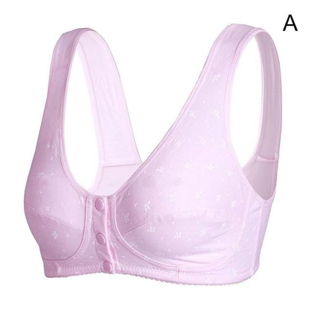 Plus Size Bra Comfort Cotton Bras for Women Wire Free Front Button Bra Solid Lingerie Leisure Bh Size 36-44 A B C Cup