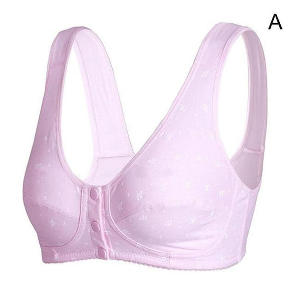 Plus Size Bra Comfort Cotton Bras for Women Wire Free Front Button Bra Solid Lingerie Leisure Bh Size 36-44 A B C Cup
