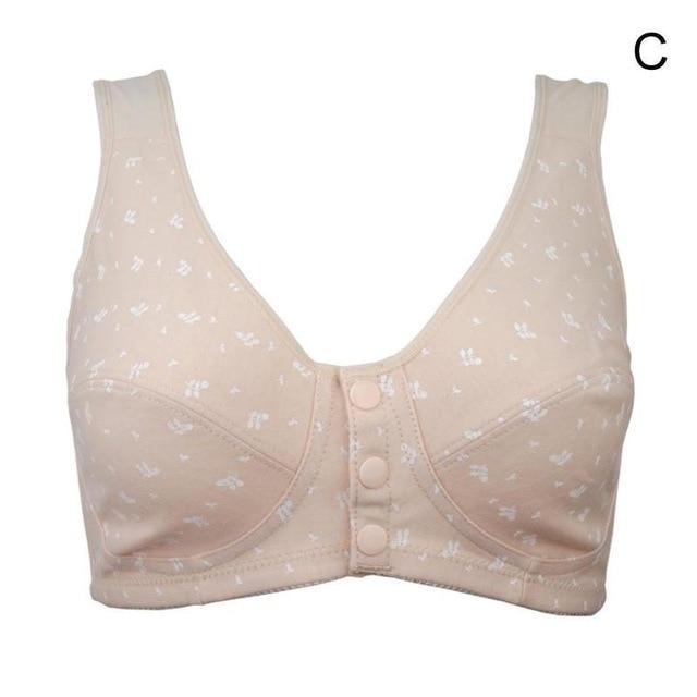 Plus Size Bra Comfort Cotton Bras for Women Wire Free Front Button Bra Solid Lingerie Leisure Bh Size 36-44 A B C Cup