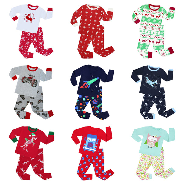 Girls Rocket Pajamas Baby Motorcycle Clothing Sets Kids Airplane Pyjamas Boys Christmas Pijamas Girls Dinosaur Sleepwear